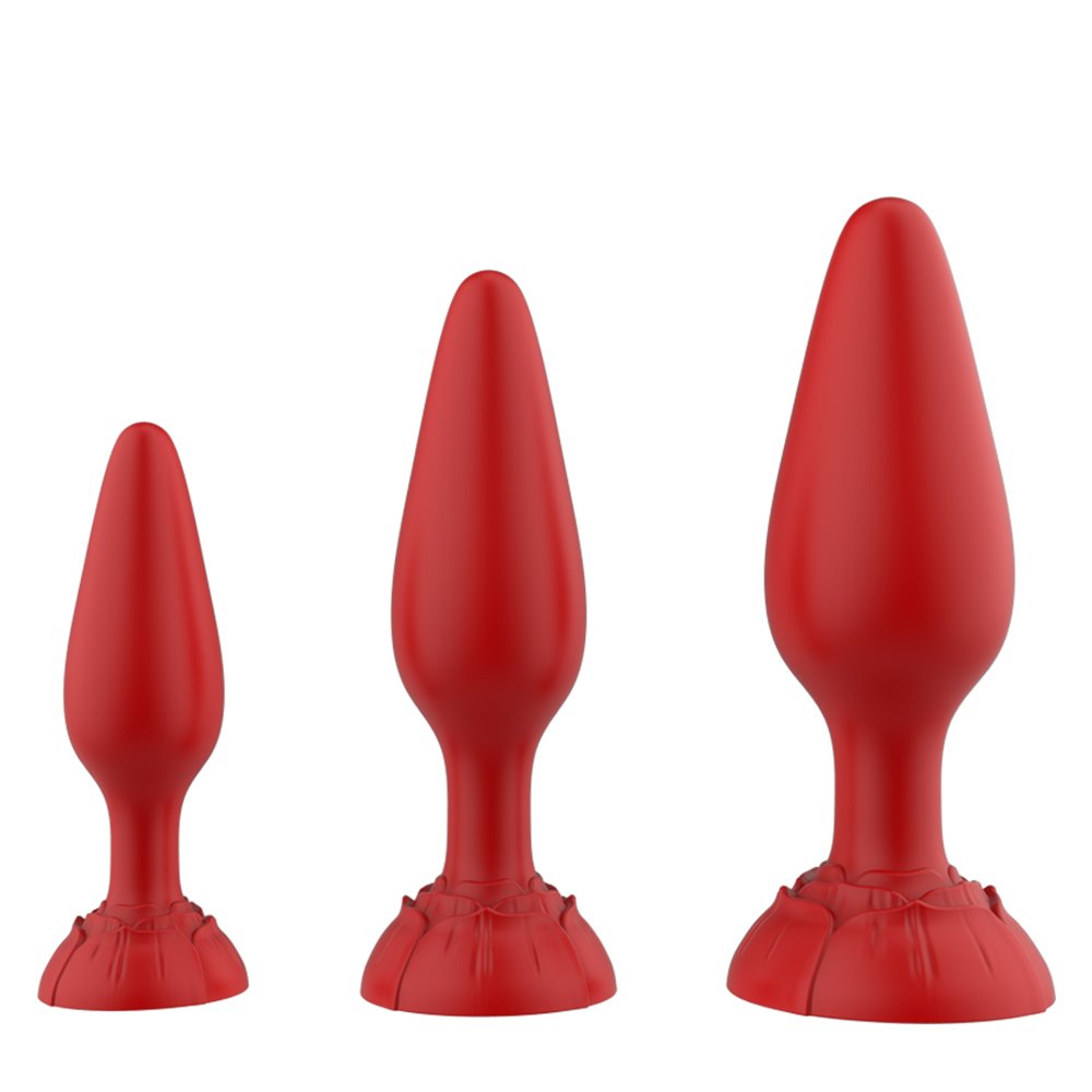 GM-410 Rose Silicone Anal Plug Set – 3 Pieces